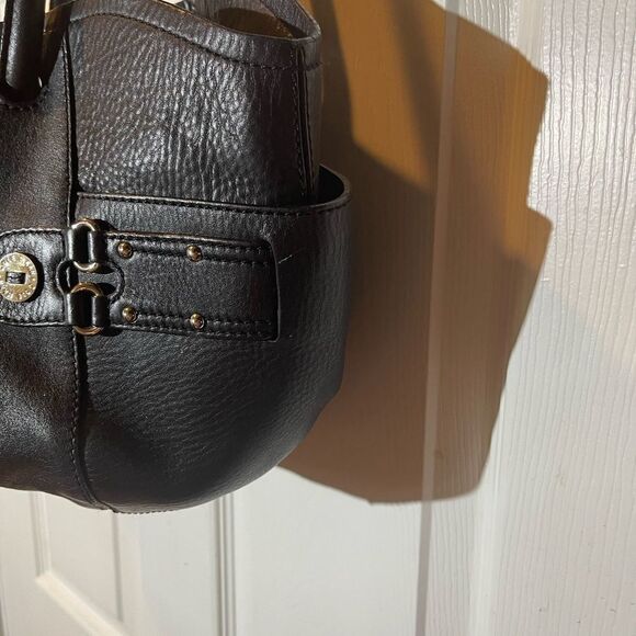 Cole Haan Black Pebbled Leather Hobo medium shoulder bag silver tone accents - Picture 3 of 16